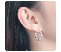  Twisted Style Silver Hoop Earring HO-2530